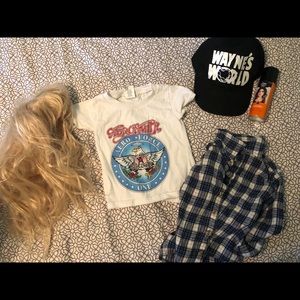Wayne’s world costume & garths Aerosmith shirt